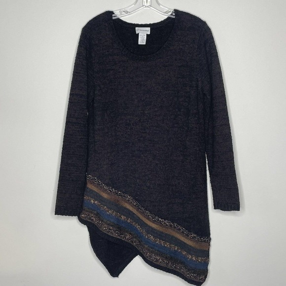 Soft Surroundings Raku Tunic Asymmetrical Hem Striped Lagenlook Medium 25188 - Picture 1 of 5